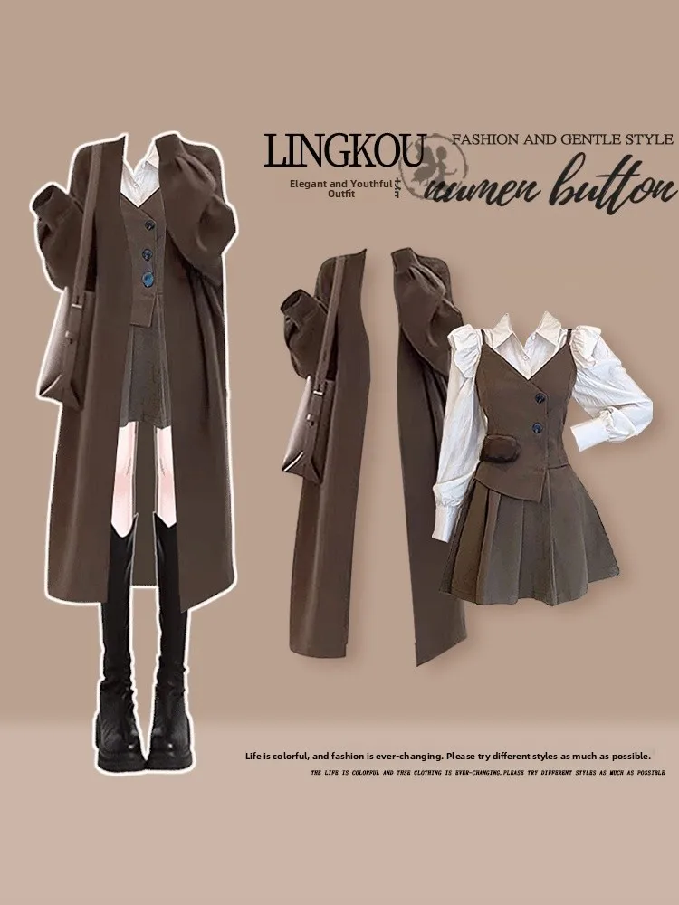 Ensemble t-shirt coréen pour femmes, Design de taille amincissante, Base irt et Dr Combo automne Faion, jupe trapèze décontractée