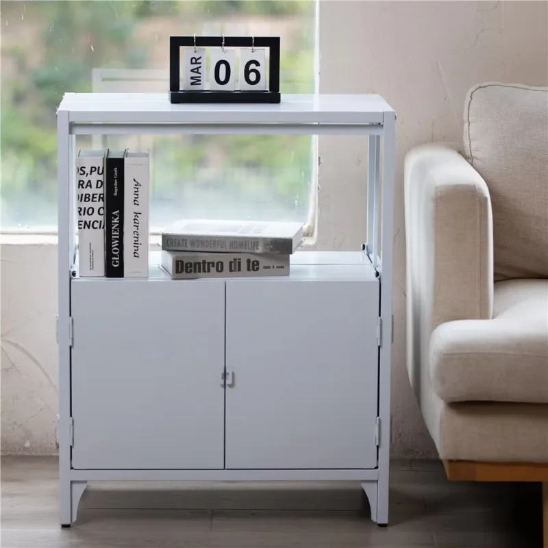 Double Door Metal Sideboard Steel Home Cabinet Floor Standing Metal Cabinet Modern Metal Storage Accent Cabinet