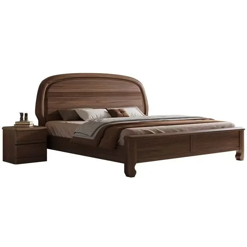 

American black walnut solid wood bed light luxury soft by master bedroom 1.8M double bed bedroom air pressure storage