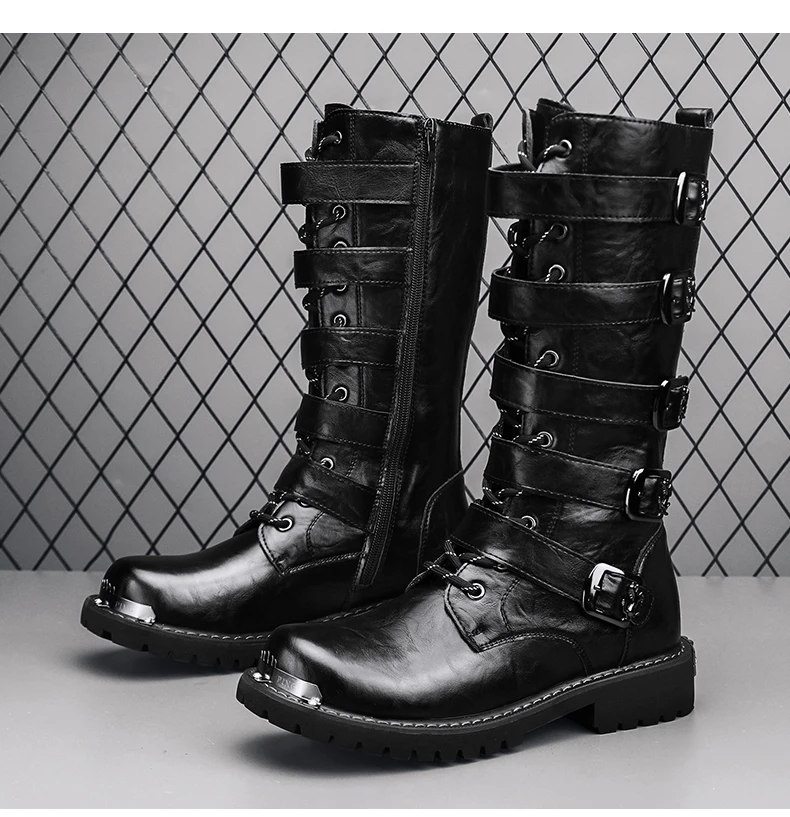 Herrenstiefel für vier Jahreszeiten, neue High-Top-Freizeitstiefel für den Außenbereich, Sicherheitsschutz-Arbeitsstiefel, Motorradstiefel, Outdoor-Stiefel in Übergröße – Detail 13