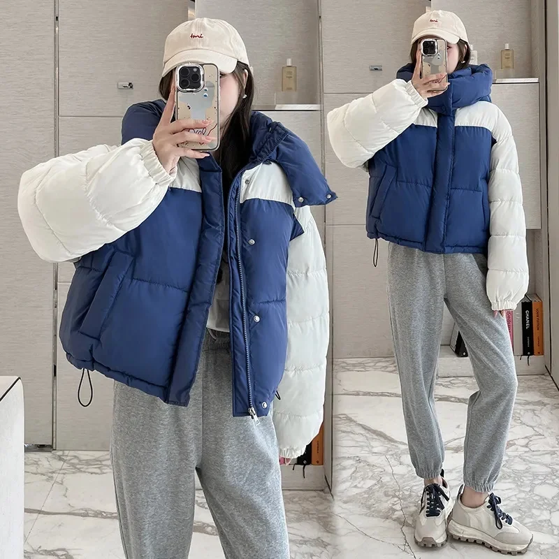 

Snow Wear Winter Down Cotton Jacket 2024 New Women Parka Puffer Jacket Long Sleeve Hooded Coat Thickened Warm Coat Women's Cloth