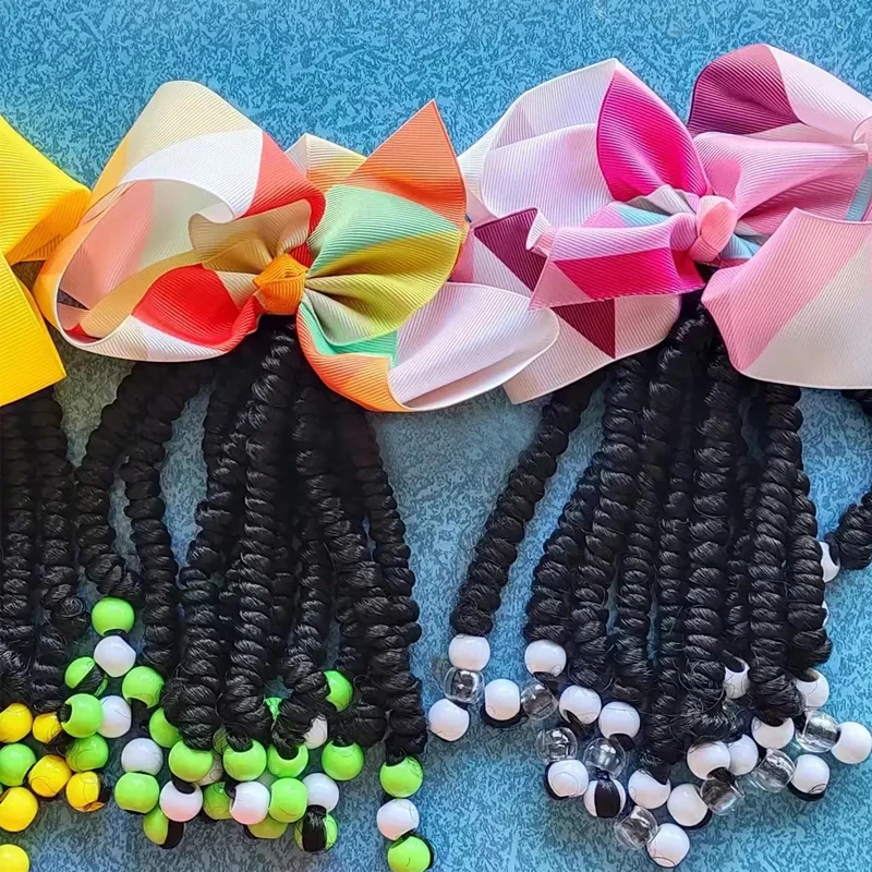 Ponytails Braids For Kids kids Ponytail Hair Kids Braided Ponytail With Beads and 6Inch Bow