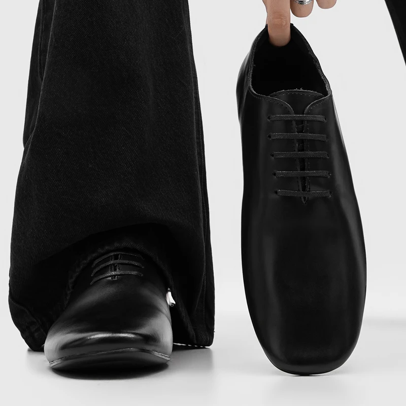 DIMANYU Men Lace‑up Oxford Shoes Large Size Flat Casual Shoes Man Square Toe Formal  Daily Office Shoes Men