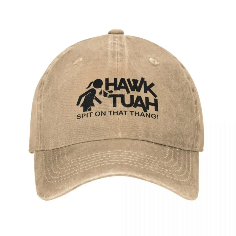 Casual Hawk Tuah Girl Funny Meme Artwork Baseball Cap Men Women Distressed Denim Headwear Outdoor Activities Hats Cap