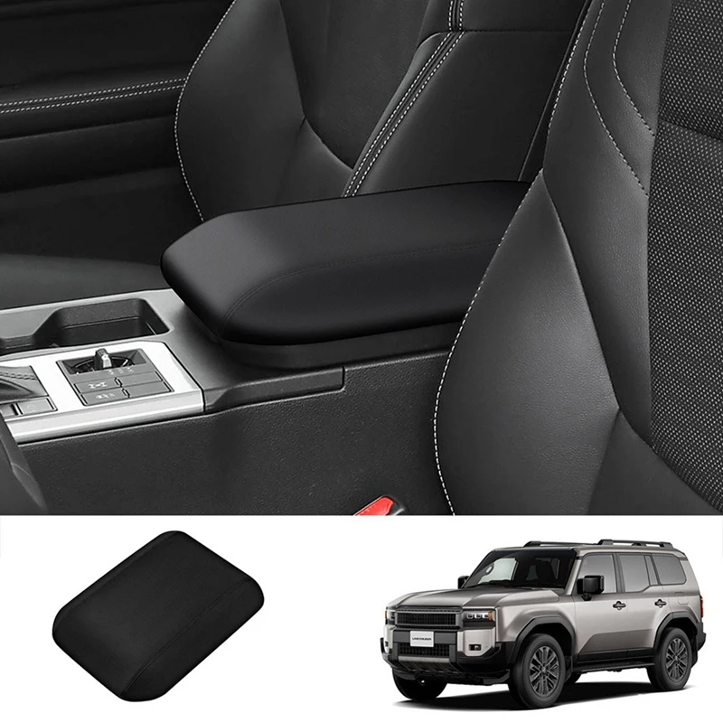 

Car Center Console Armrest Box Cover Armrest Box PU Leather Panels For Toyota Prado LC250 2024 Black