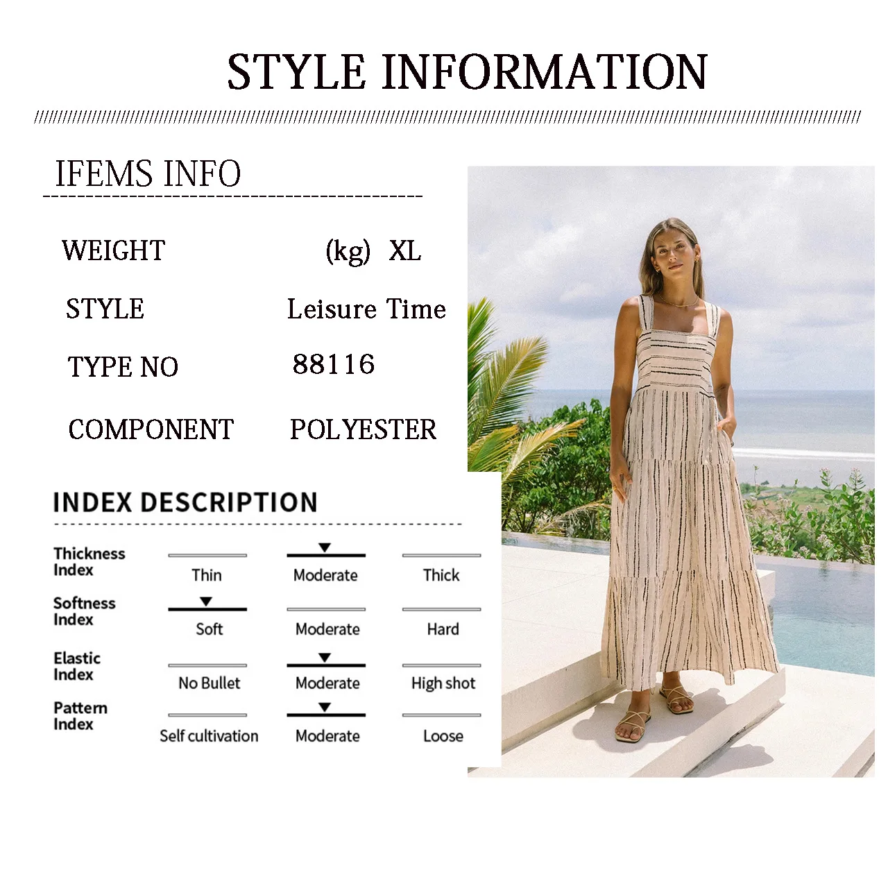 Robe d'été rayée à col à un mot, style vacances européennes et américaines, nouvelle collection 88116