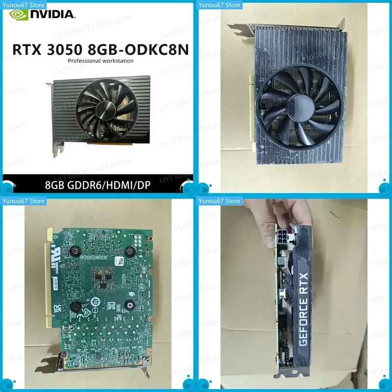 For RTX 3050 8G GPU 0DKC8N Graphics Card GDDR6 PCI-E 4.0 6pin HDMI DP Single Fan For Desktop PC Gaming Office