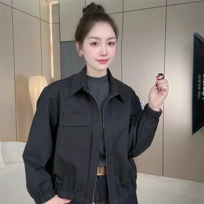 النمط الغربي معطف الأم المرأة ربيع الخريف 2025 جديد سترة غير رسمية موضة قصيرة أبلى فضفاضة تنوعا ملابس علوية الإناث #4