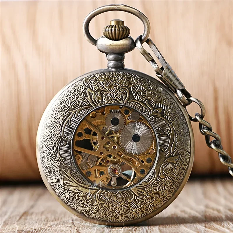 Classic Hollow Dolphin Case Unisex Pocket Watch with Handwinding Mechanical Movement Arabic Numeral Dial Fob Pendant Chain reloj