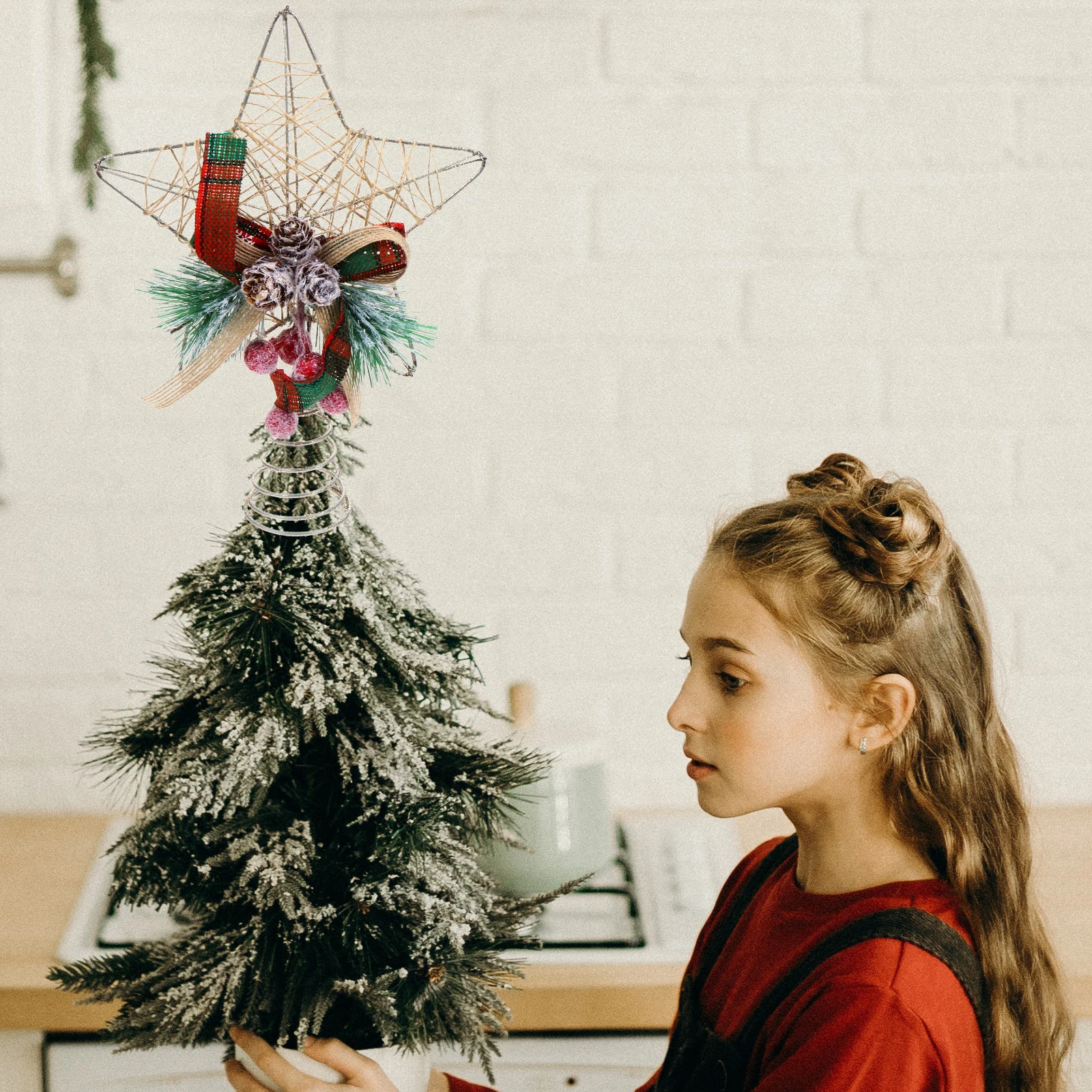 

Christmas Tree Top Star Xmas Decor Hanging Pendant Cloth nament Showcase Prop Christmas Wreath Holiday Decoration Gift Idea