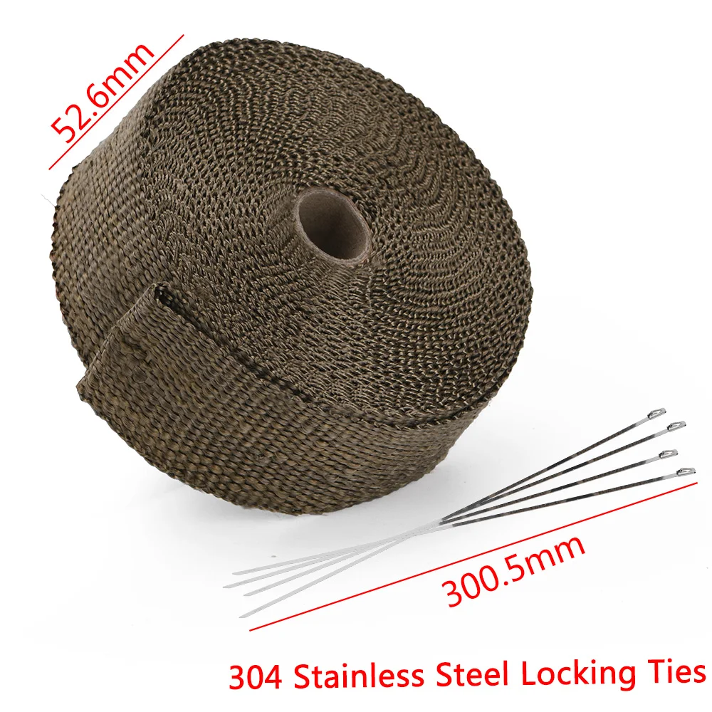 VR -10meter Exhaust Pipe Header Heat Wrap Resistant Downpipe + 4PCS Stainless Steel Ties for Car Motorcycle Accessories VR1810