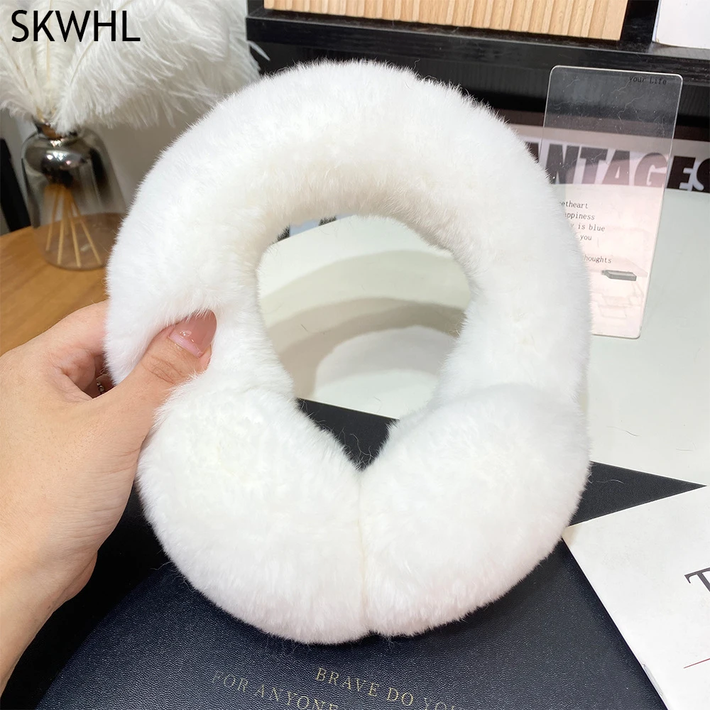 Natural 100% Rex Rabbit Fur Earmuffs Women Fashion Men Warm Russia Winter Real Fur Earmuffs Children Ear Cover fur Earlap Girl