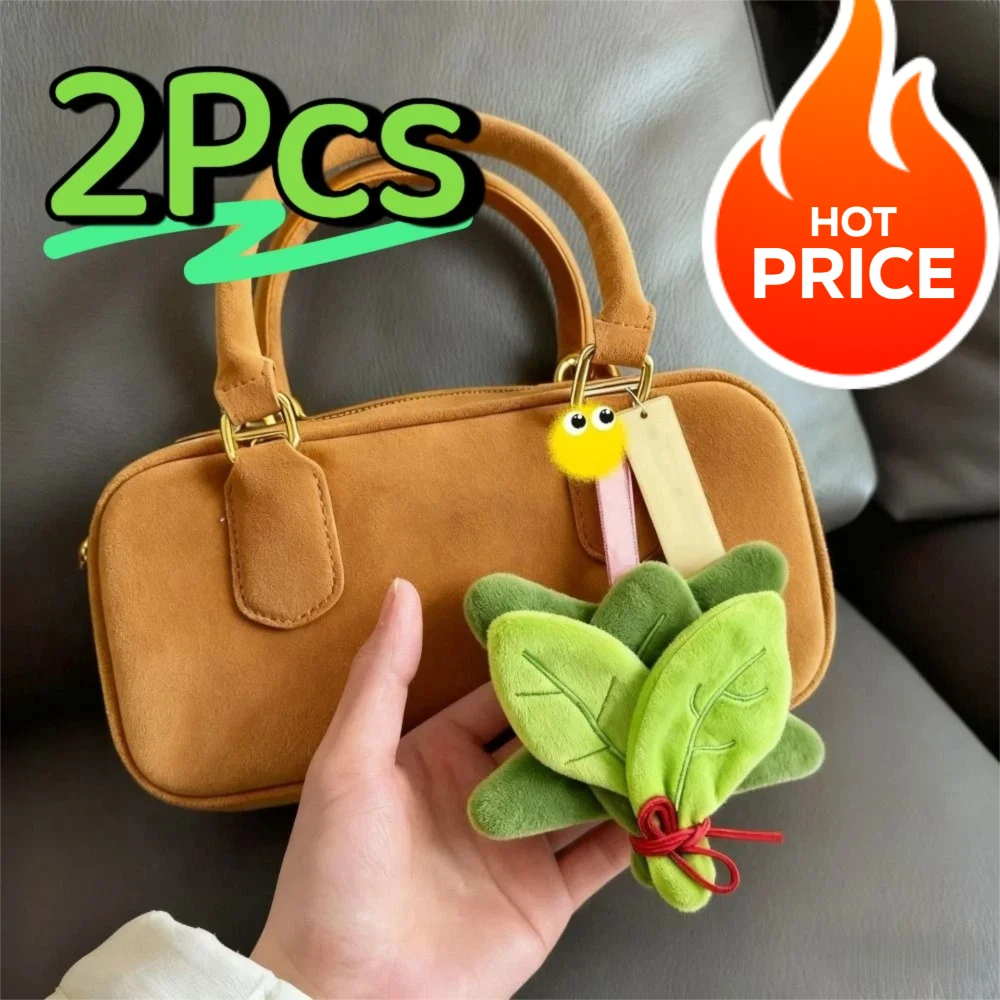 

2Pcs Good Luck Pomelo Leaf Pendant Green Dispelling Bad Luck Key Chain Creative Portable Stuffed Backpack Pendant Birthday Gift