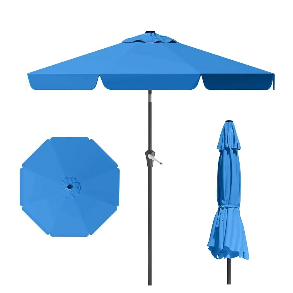 

9Ft Patio Umbrella Table Market Umbrella W/Tilt And Crank Outdoor Umbrellas For Garden, Deck, Backyard, Pool And Beach, Royal