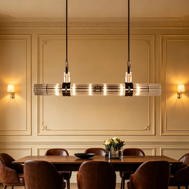 

Modern Long Glass Chandelier for Dining Room Living Room Nordic Designer's Office Creative Bar Counter Pendant Lamp Indoor Decor