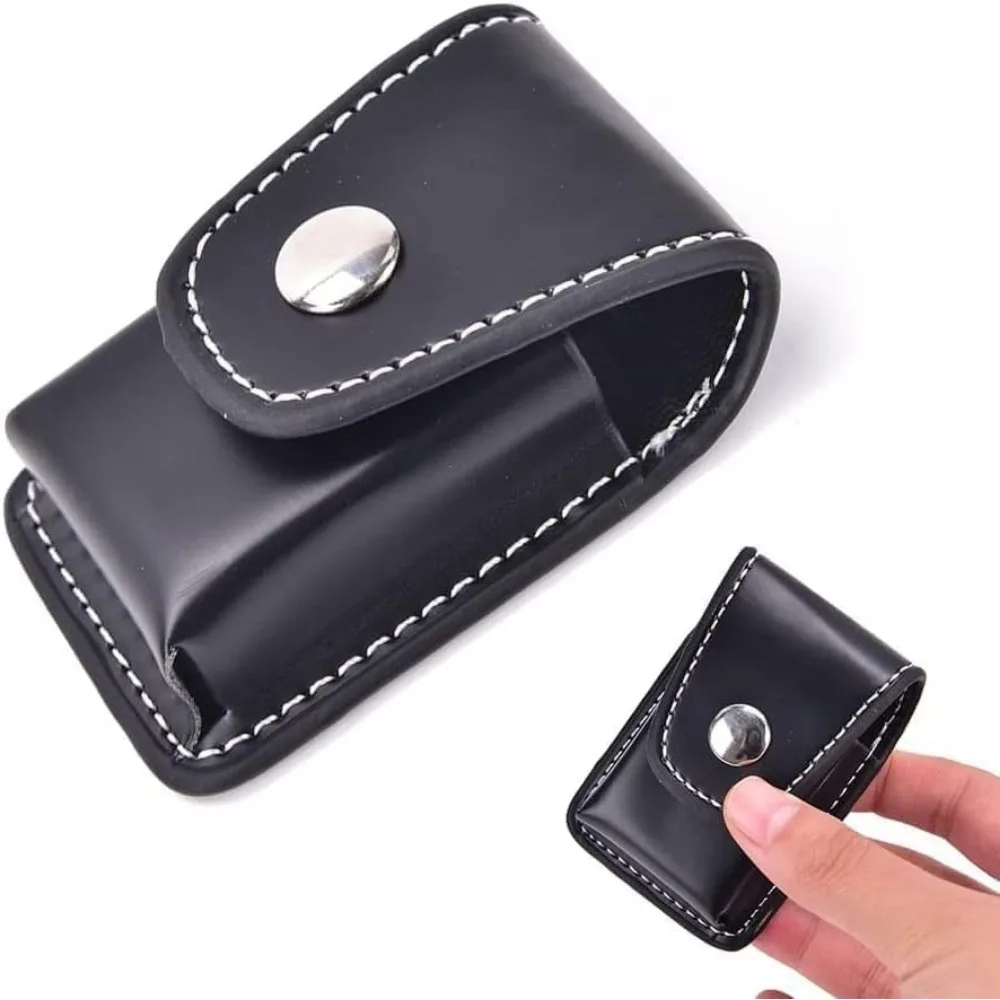 Black  Case Handmade PU Leather Pouch Holder Case with Belt Loop Lighter Holder Pocket Lighter Purse