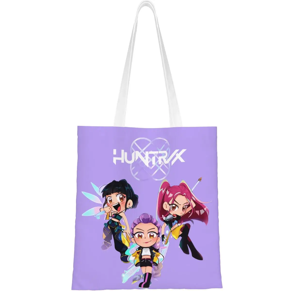 kpop-demon-hunters-shopper-saco-huntrix-streetwear-bolsas-senhora-grafico-bolsa-de-ombro-retro-pano-sacola