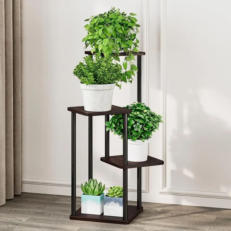 4 Tier Indoor Metal Plant Stand High Flower Rack for Multi Plant Corners Courtyard Garden Decor
