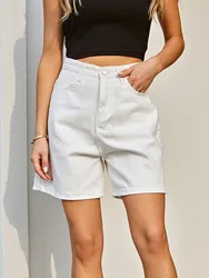 GUUZYUVIZ-Women's High Waist Denim Shorts, Oversized Casual Jeans, White Wide Leg Short Pants, Spring 2022