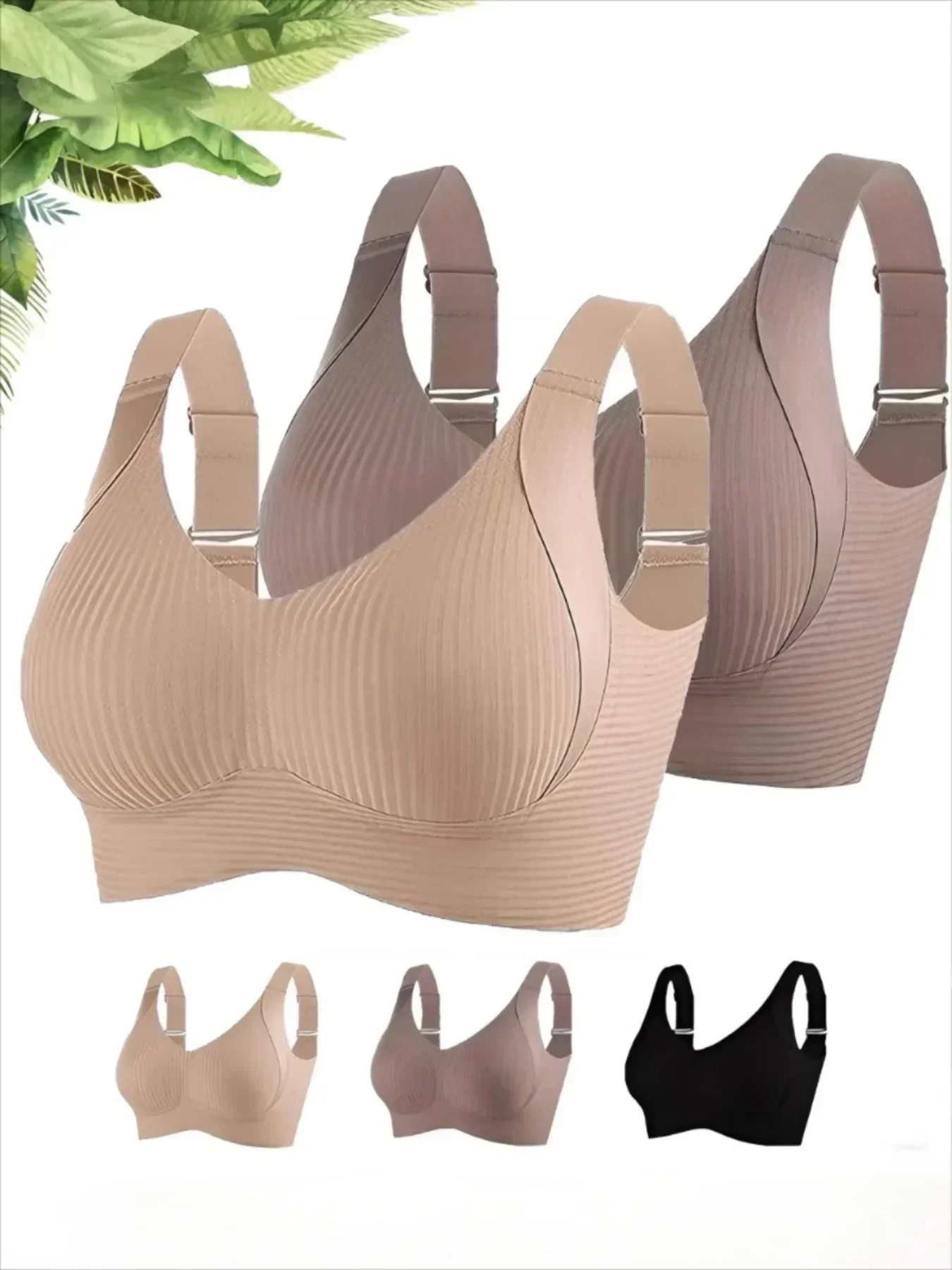 

Беспроводной бюстгальтер для женщин 2025 — без косточек, однотонный цвет, 4 ряда крючка, поддержка защиты от провисания, удобное повседневное нижнее белье