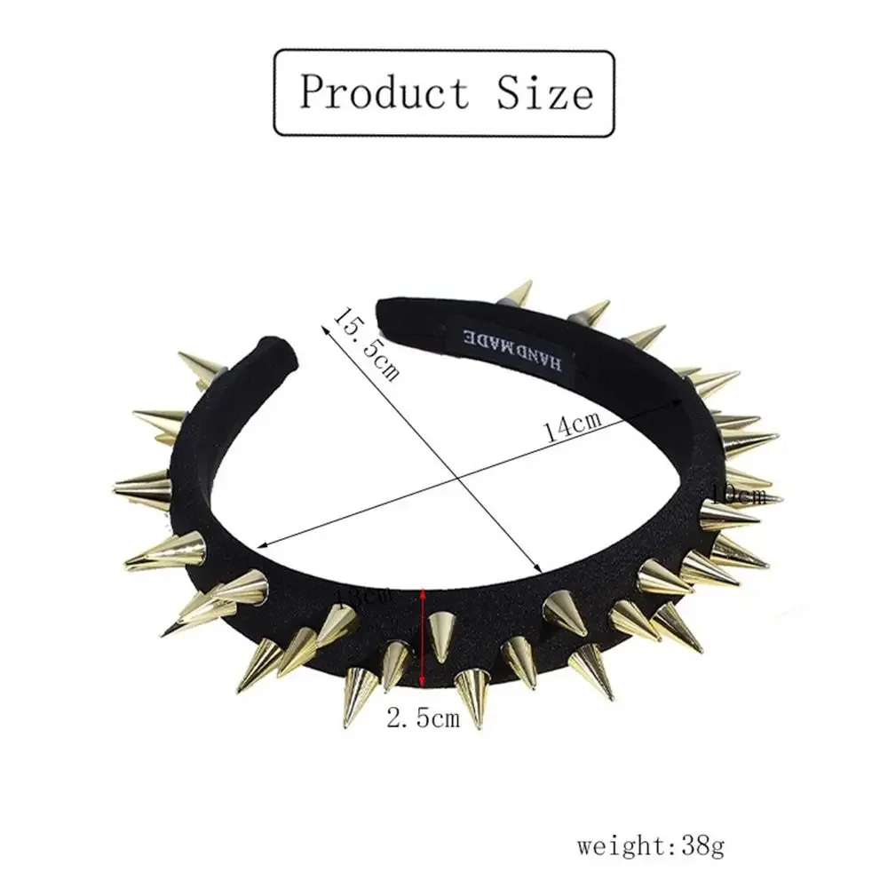 Fashion Punk Goth Headwear Rivets Silver Hair Bands Golden Headband Women Girls - Image 6