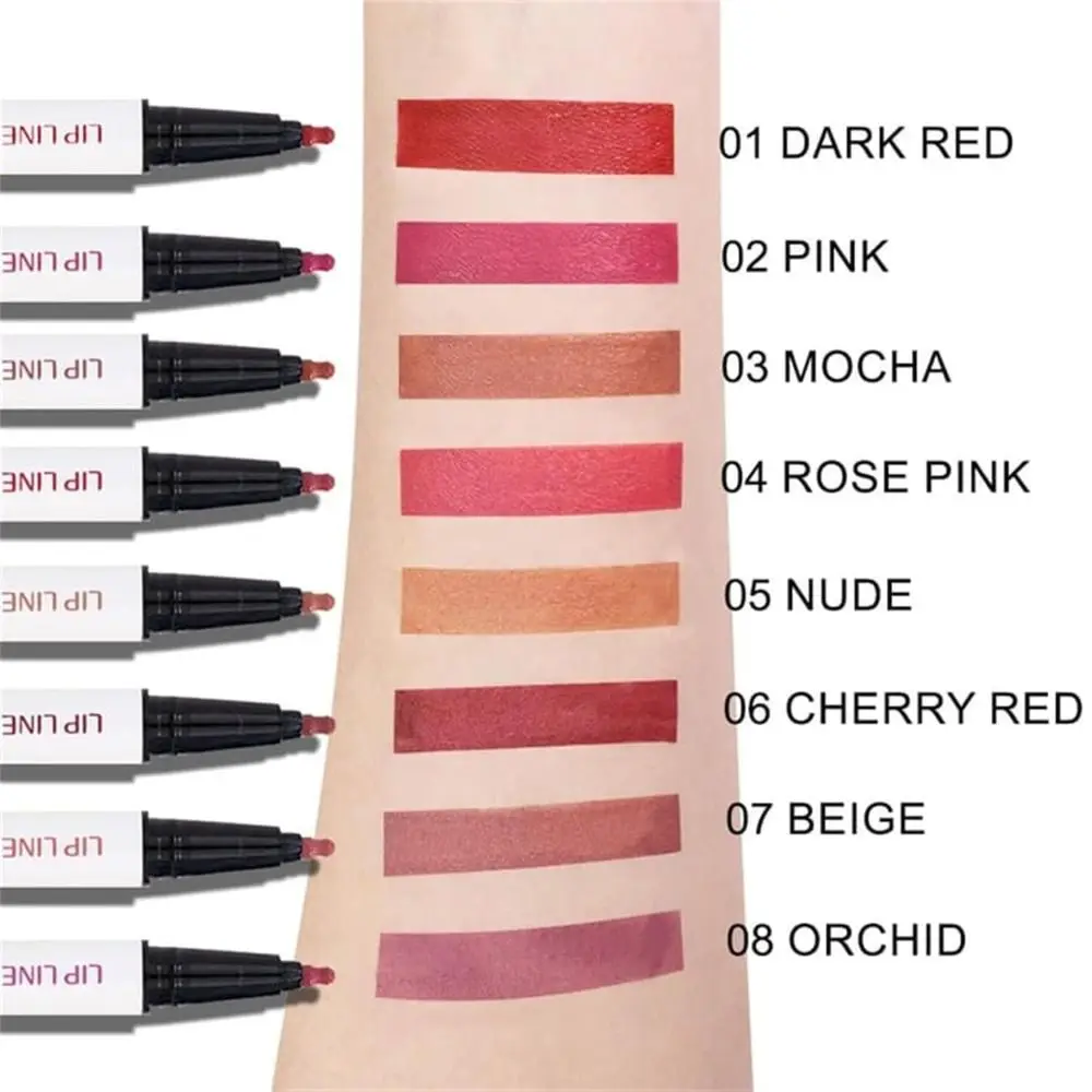 Hot Longwear Liquid Lip Liner 2-in-1 Pennarello per labbra opaco ad asciugatura rapida Rossetto liquido impermeabile a lunga durata per il trucco delle labbra