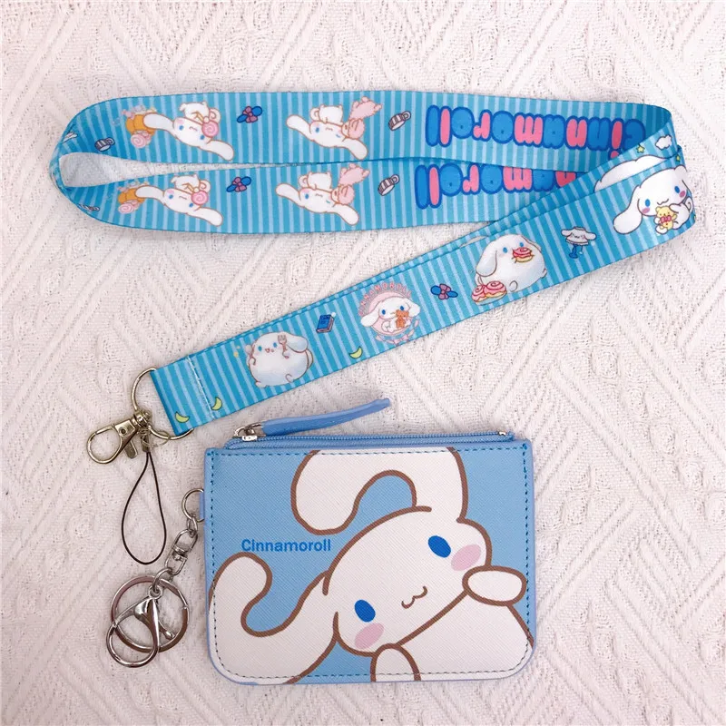 Kawaii Sanrio Hello Kitty My Melody Cinnamoroll Kuromi Cartoon Anime Card Holder Id Coin Purse Keychain Storage Pendant Gifts