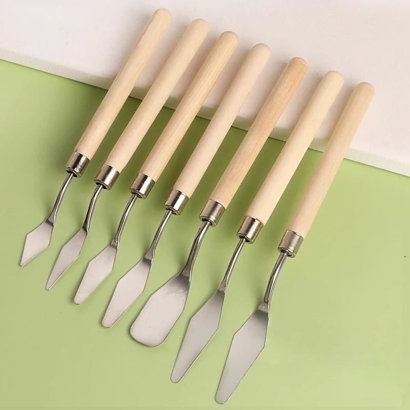 

3/5/7Pcs Stainless Steel Oil Painting Knives Scraper Wooden Handle Palette Spatula Scraper Stationery Art Supplies for Artist