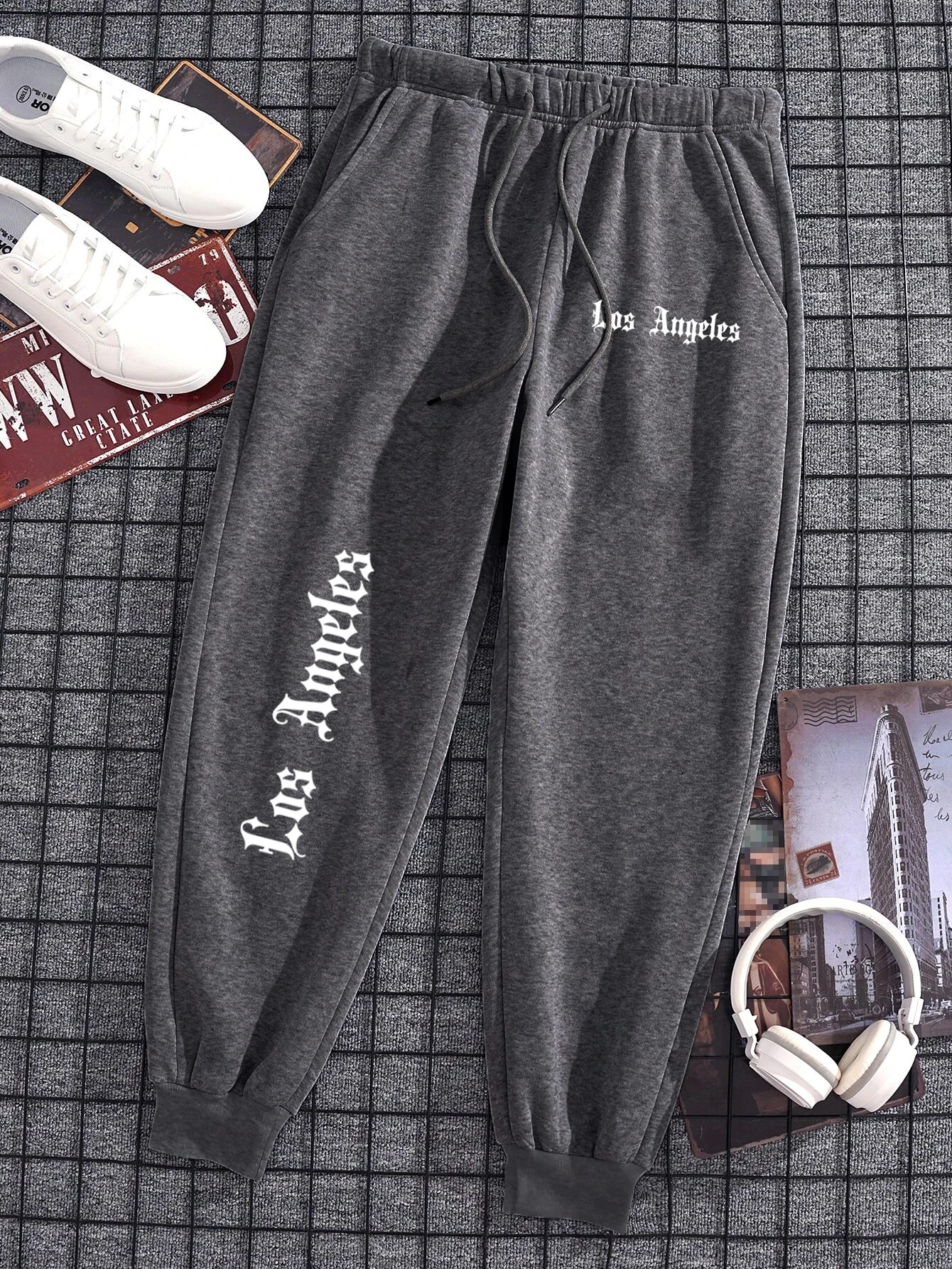 Los Angeles City Printed Men Women Sweatpant Leggings Long Jogger Fleece Gym Casual Sportswear Fitting Jogging Sweatpants Couple