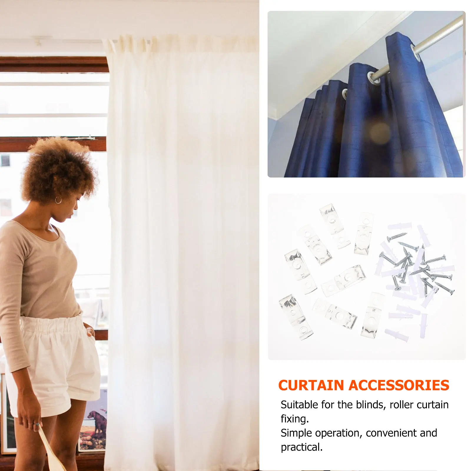 

8pcs Blinds Positioning Hook Plastic Curtain Fixing Accessory For Roller Roman Vertical Shutters Clear Wall Mount Clip