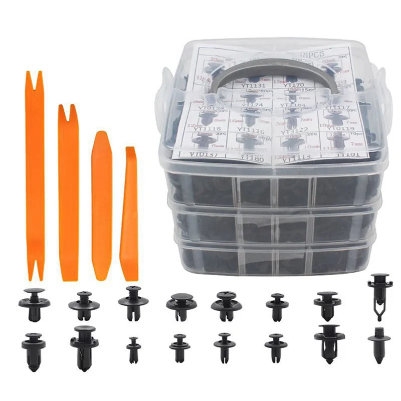 Car Plastic Fastener Clips Set with Box 620 PCS Mixed Auto Body Push Retainer Pin Rivet-Bumper Repair Fastening Kit