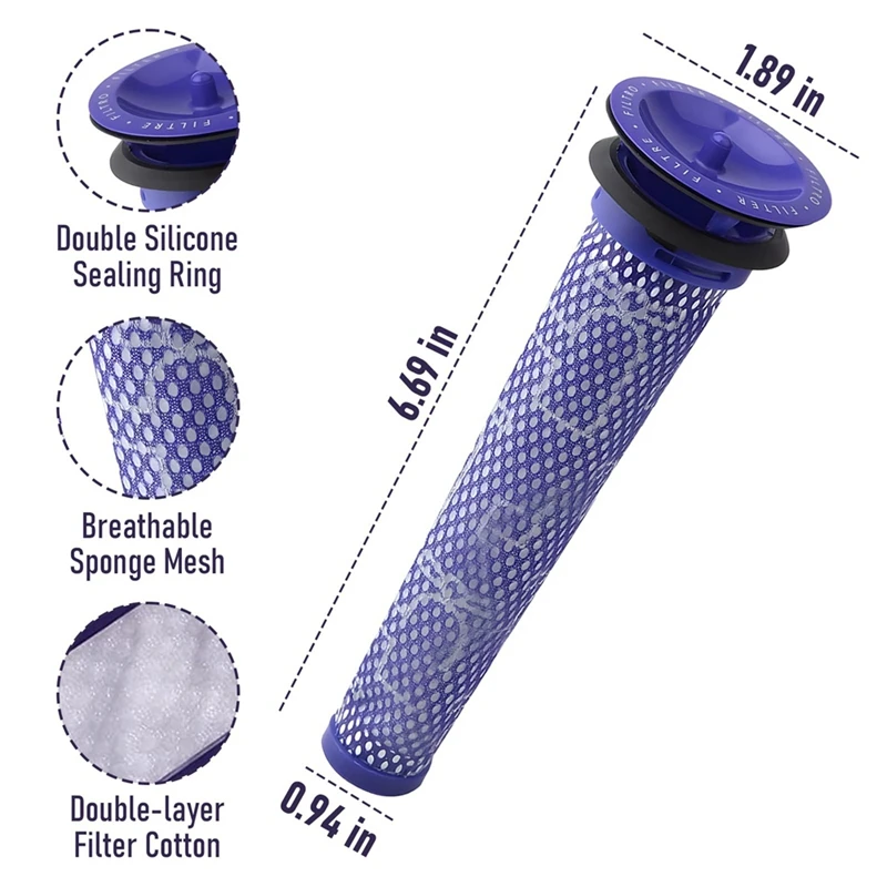 อะไหล่ไส้กรองก่อนกรองสำหรับ V6 Dyson V7 V8 DC58 DC59แผ่นกรองสุญญากาศ HEPA ทำความสะอาดง่ายทนทานและล้างทำความสะอาดได้965661-01