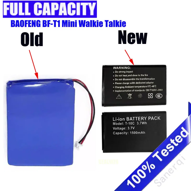 For BAOFENG BF-T1 Mini Walkie Talkie Battery 3.7V 1500mAh Rechargerable Li-ion Battery T1 Two Way Radio Accessory bateria