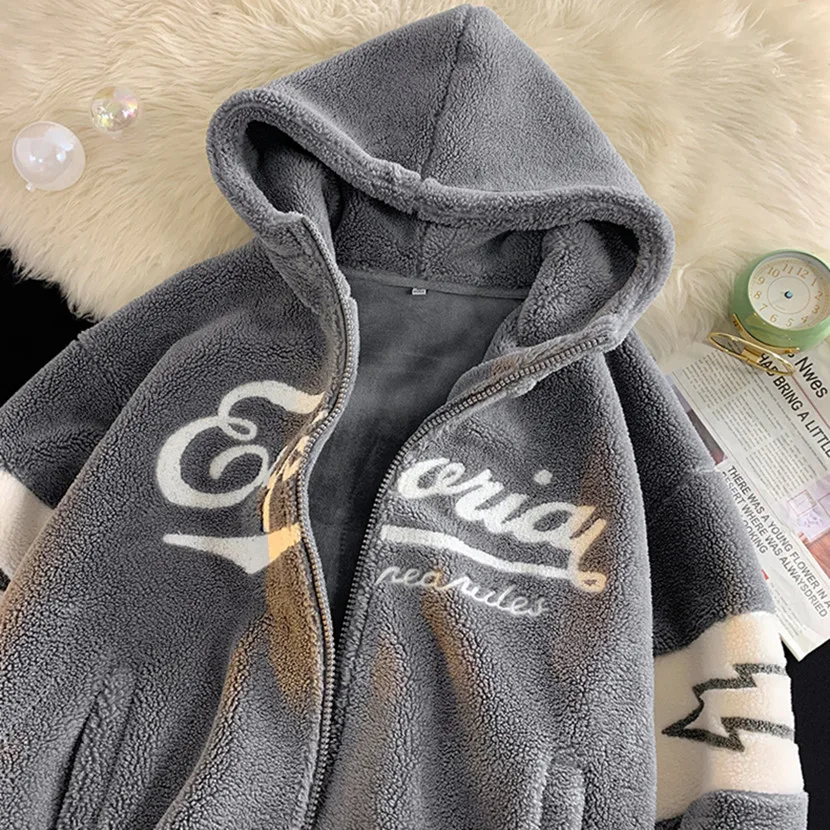 

Lamb Velvet Jaet Men's Winter Thiened Fce Cotton Clothes 2024 New Trend Brand Cotton Coat Warm Cold-resistant Cotton Coat