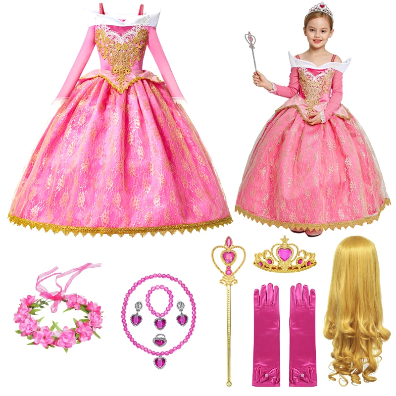 Sleeping Beauty Princess Dress Cosplay Costume Birthday Carnival Party Fancy Dress Off Shoulder Princess Dress Girls Party Dress