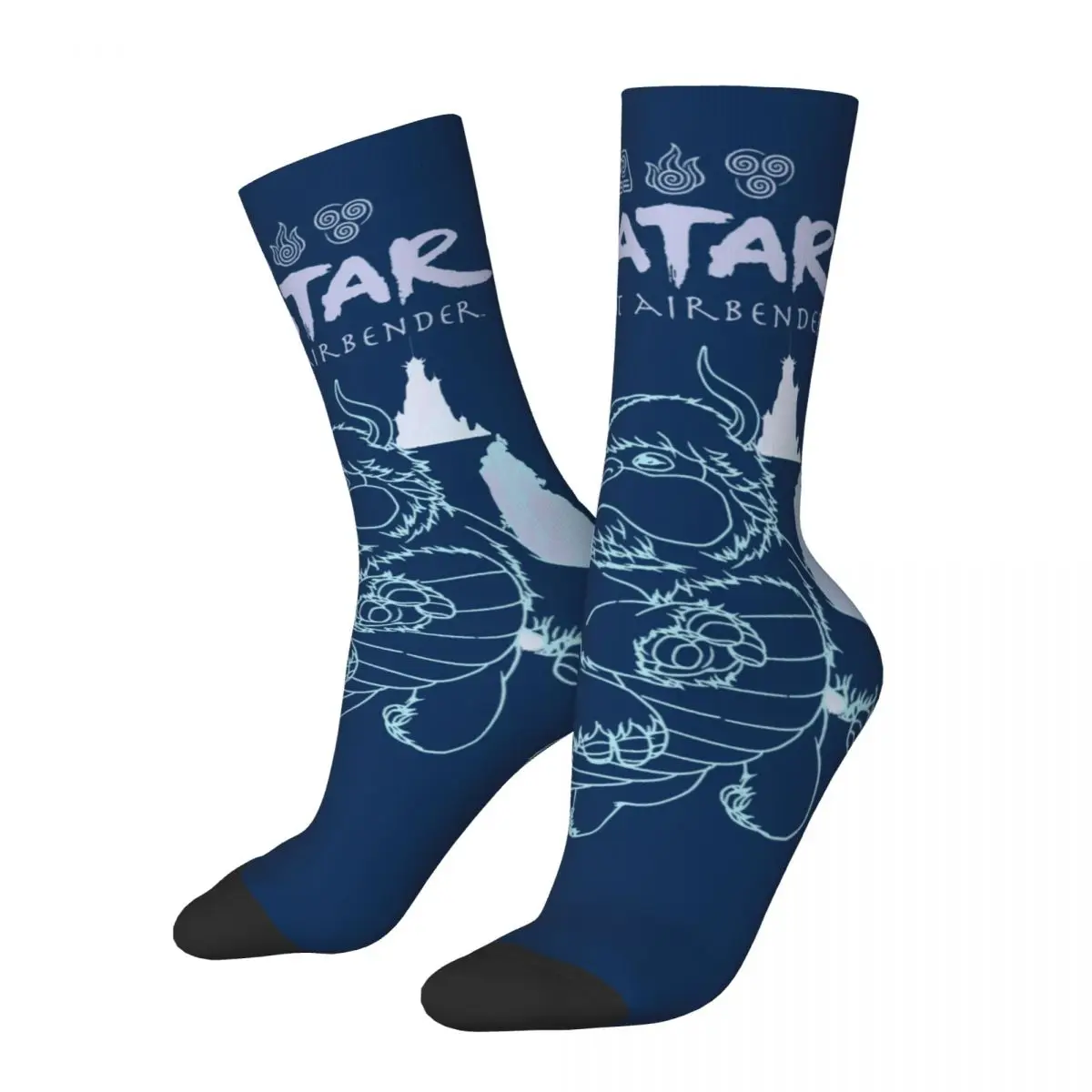 Fashion Men's Socks Harajuku Avatar The Last Airbender Appa Line Art Sock Skateboard Women's Socks Spring Summer Autumn Winter