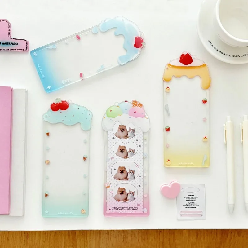 Original Transparent Acrylic 4-Grid Card Holder Summer Design Retro Japanese Kpop Photocard Displaying Cover Case Kids Gift