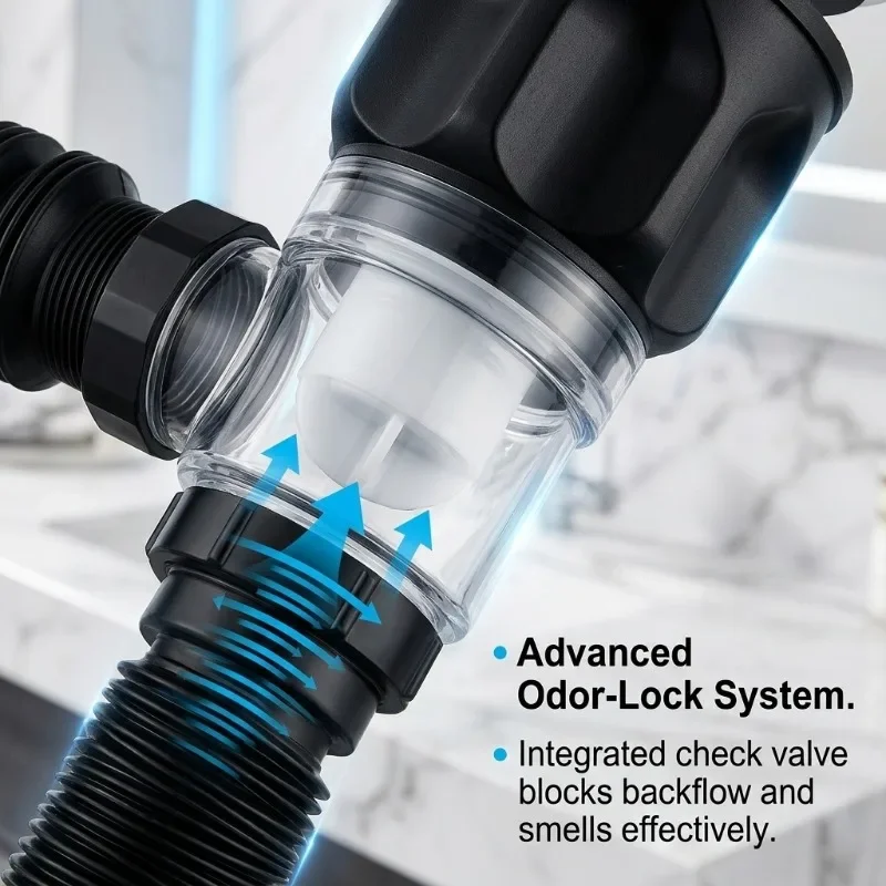 Flexible Sink Drain Pipe Kit  Anti Odor Basin Sink Drainage Pipe with Sink Stopper Bathroom Sink Drain Hose Replacement Set