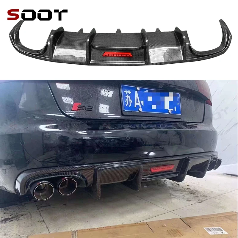 

For Audi A6 C7 2012-2015 KB Style Carbon Fiber Car Rear Bumper Diffuser Rear Splitters Spoiler Back lip Car Auto Partscar