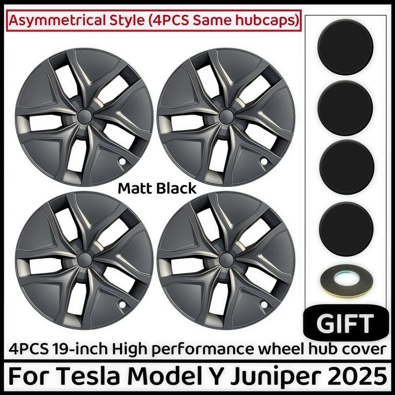 Voor Tesla Model Y Juniper 2025 + 4 Stuks Naafdop Auto Vervanging Wieldop 19 Inch Prestaties Auto Wieldop cover Accessoires