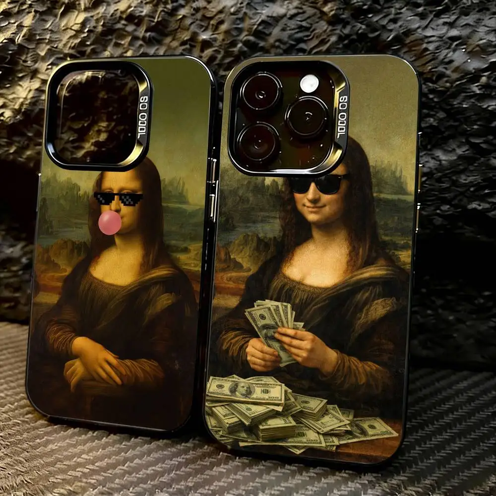 

Aesthetic Funny David Mona Lisa-a Phone Case For iPhone 17,16,15,14,13,12,11 Plus,Pro Max,XS,Colored Silver Plated Inside Cover