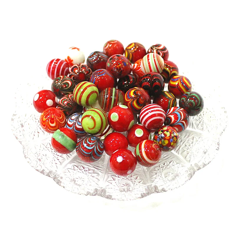 6pcs Red Rare Glass Marbles Balls Ornaments Home Fish Tank Vase Garden Aquarium Wedding Decor Christmas New Year Gifts For Kids