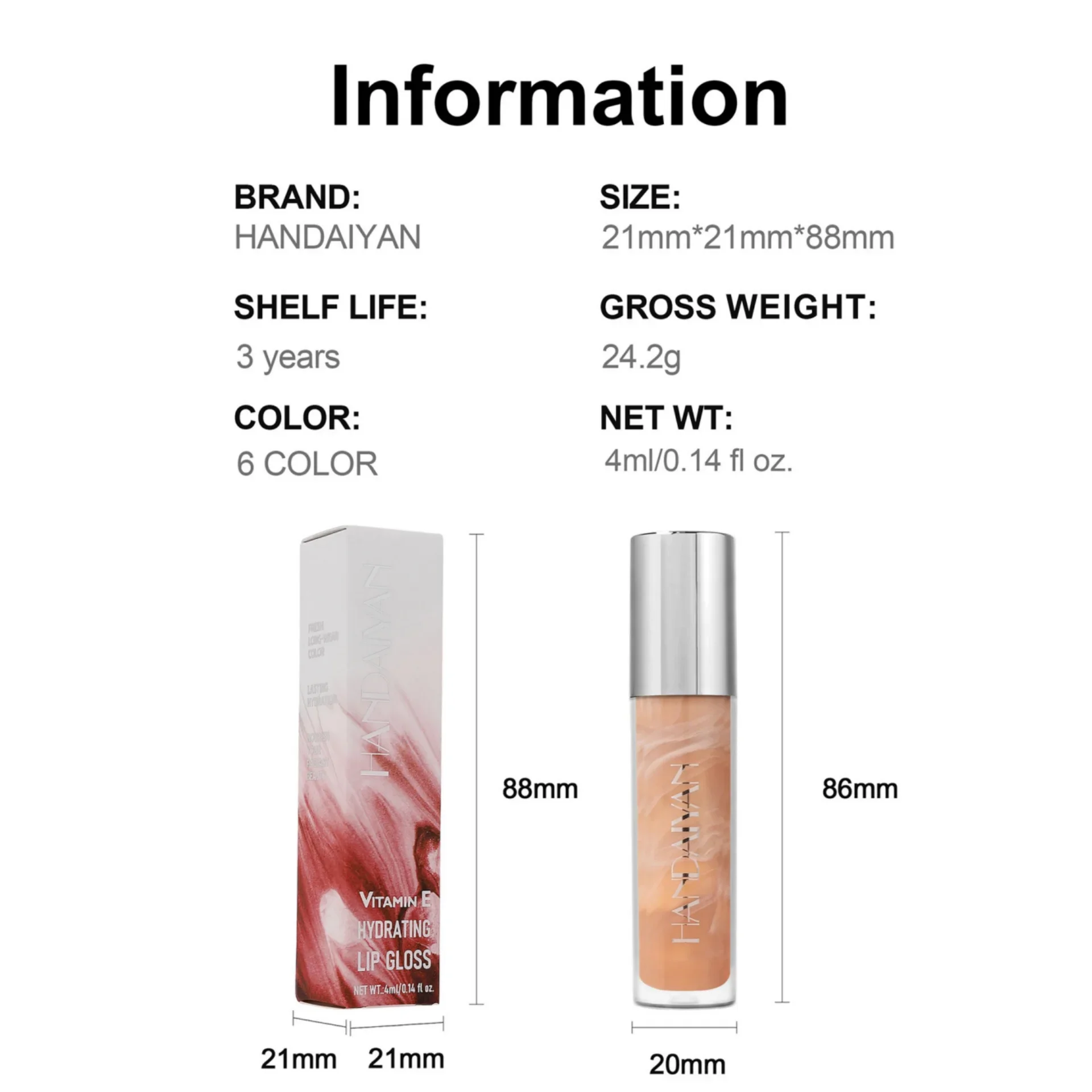 Marmering Vitamine E Lipgloss Langdurige Lip Glazuur Hydraterende Vloeibare Lippenbalsem Mollig Effect Glanzende Lipgloss Naakt Kleur Make-up