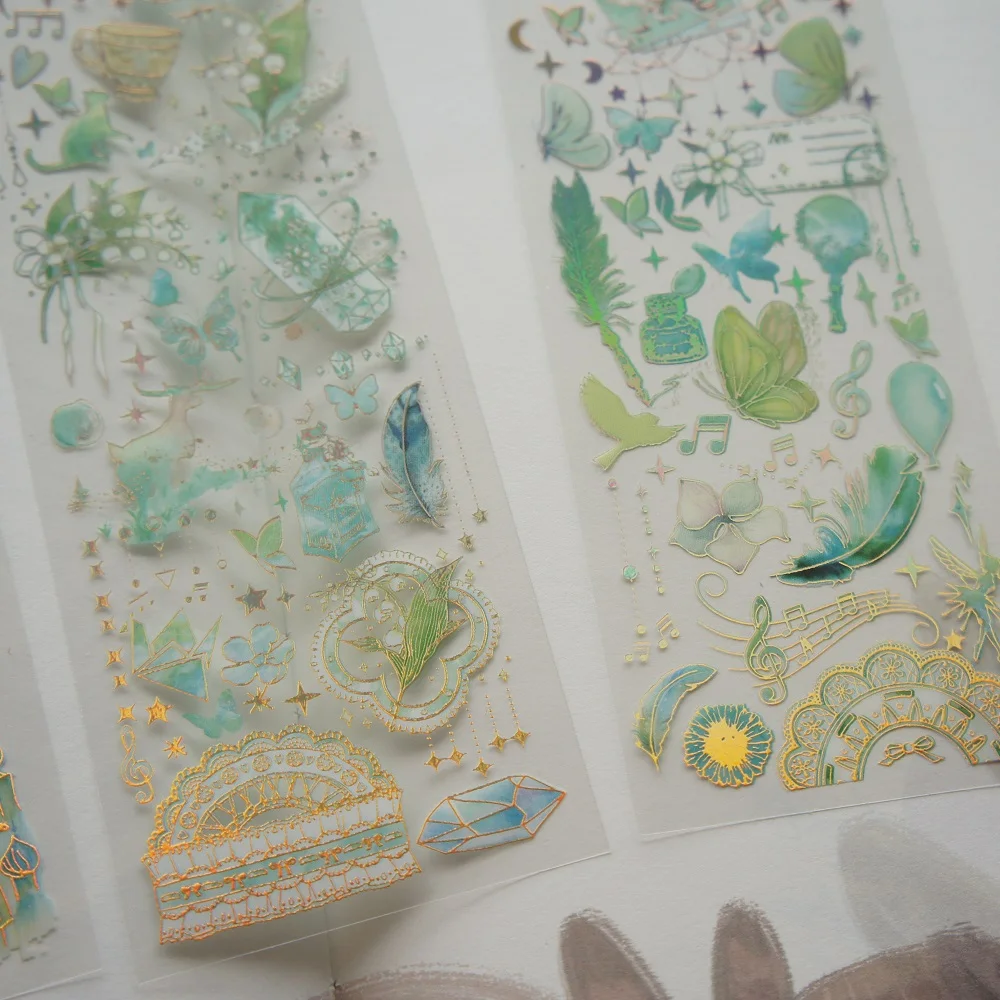 3 أوراق الذهب العالم تحت الماء في المرآة السحرية تصميم بولي كلوريد الفينيل ملصق هدية علامة هدية الديكور سكرابوكينغ ملصق يدوي الصنع