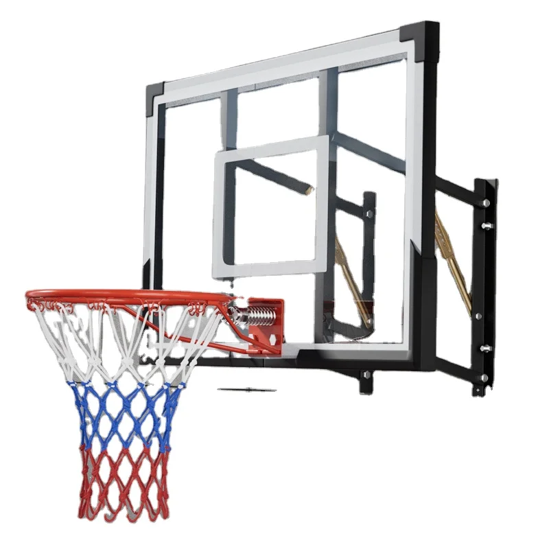 

Hand Pushed Lifting Basketball Stand Outdoor Basketball Glass Board Basketball Ring with Backboard Indoor Basket Ball Hoop Set