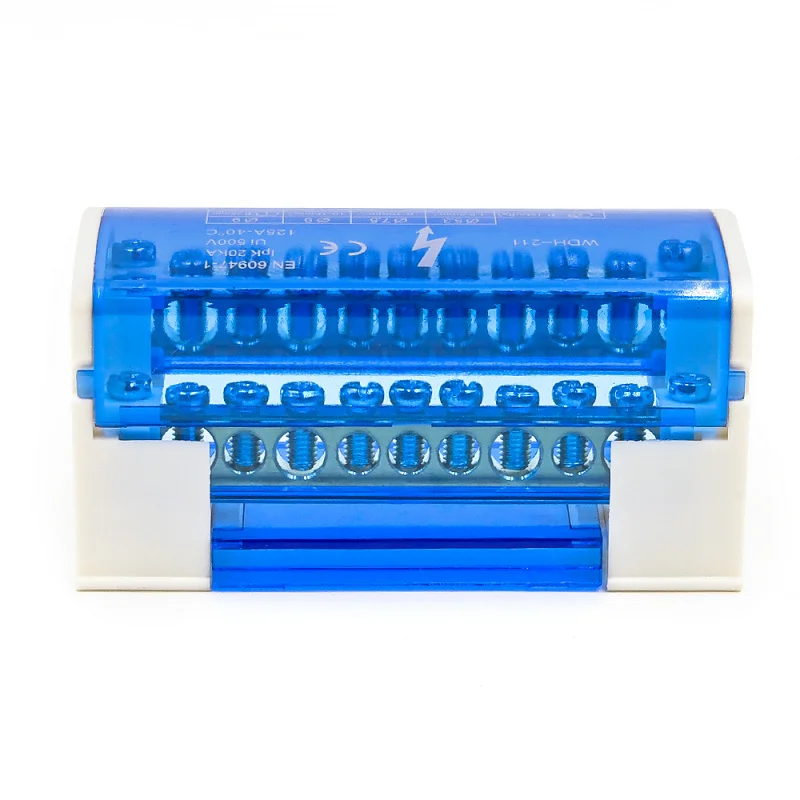 WDH Series Neutral Bar Junction Box 207/211/215/407/411/415 DIN Rail 1-In-Multiple-Out Terminal Block