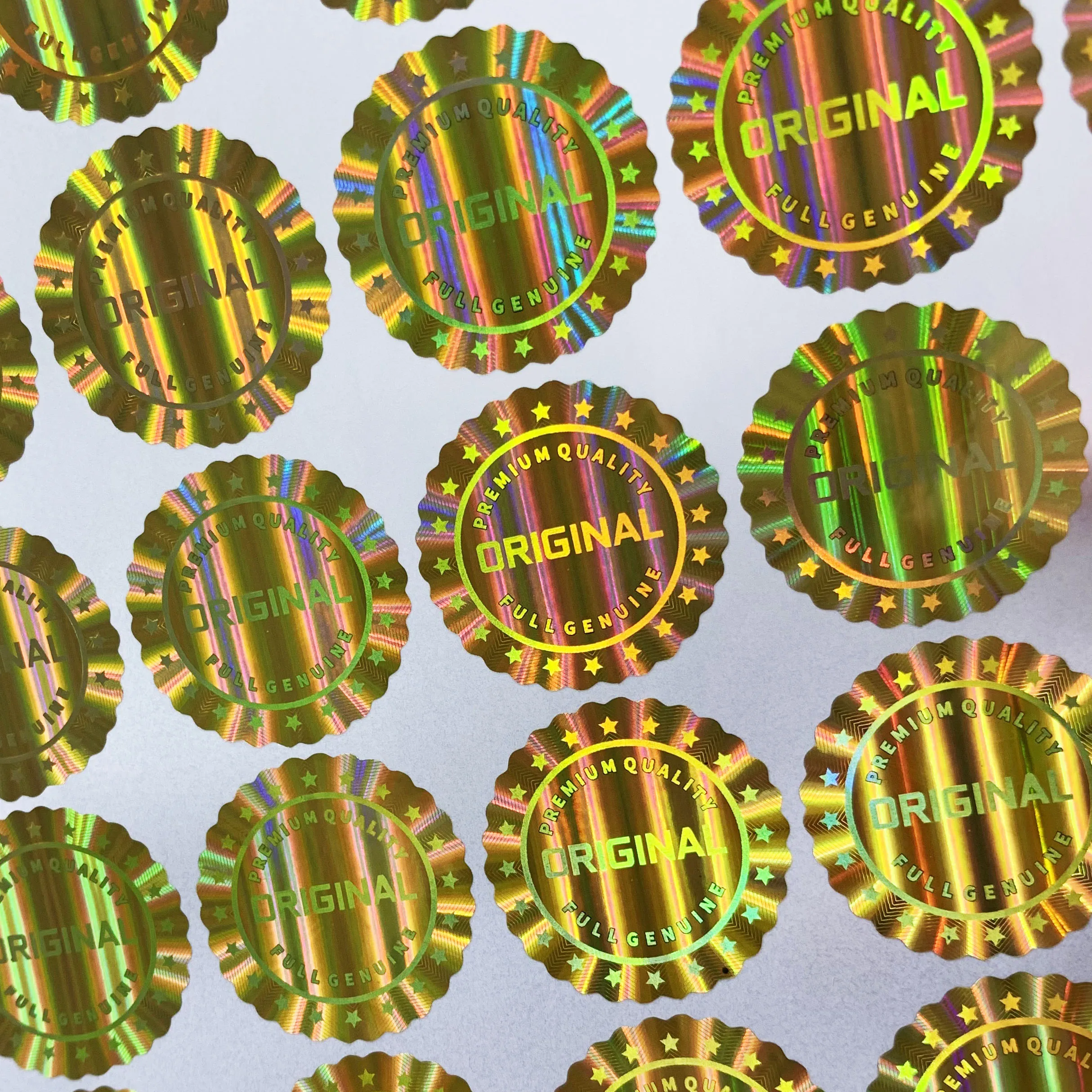 216 قطعة/432 قطعة على شكل زهرة ملصقات ليزر الهولوغرام الذهبية ، ملصقات ملصقات أصلية أمنية مقاومة للماء للاستعمال مرة واحدة