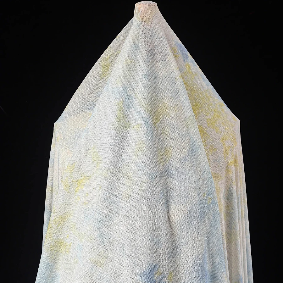 

Tie Dye Knit Fabric Yellow White Blue Ombre Soft Stretch Sheer Womens Dress Skirt Coat Clothing Material DIY Sewing Fabrics