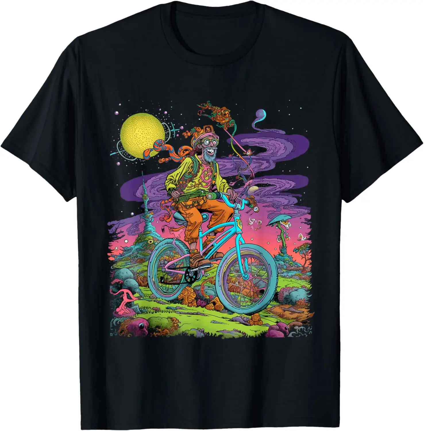 

Bicycle Day Hofmann Trip | Psychedelic Comic Style Hippie T-Shirt Motorcycle