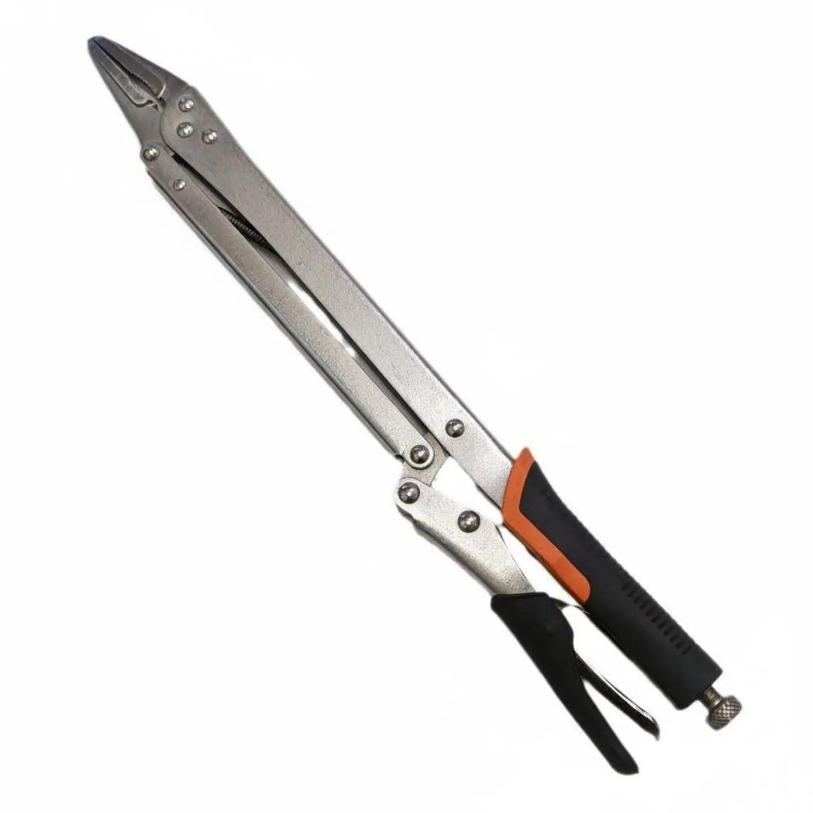 Long Nose Locking Pliers 15 Inch Long Reach Locking Clamp Pliers Narrow Access Pointed Nose Vise Grips for Welders, Woodworkers,